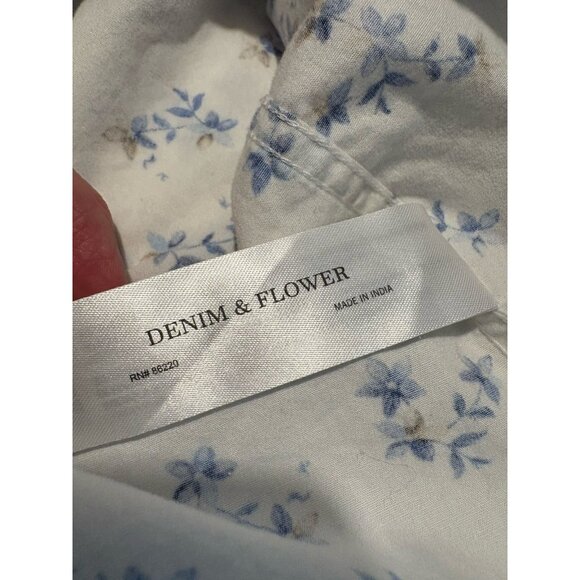 DENIM & FLOWER Ricky Singh Button Down Ditsy Floral Cotton Shirt Size Large - Picture 5 of 6